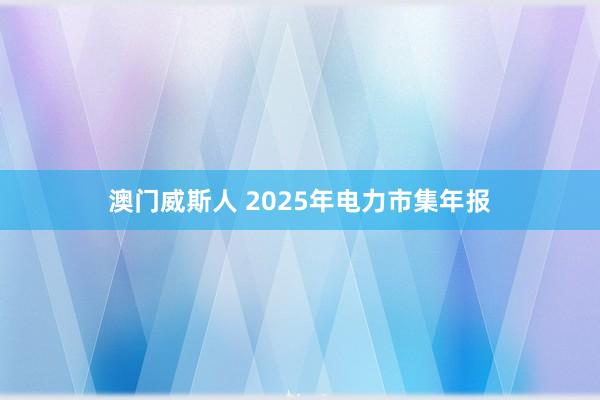 澳门威斯人 2025年电力市集年报