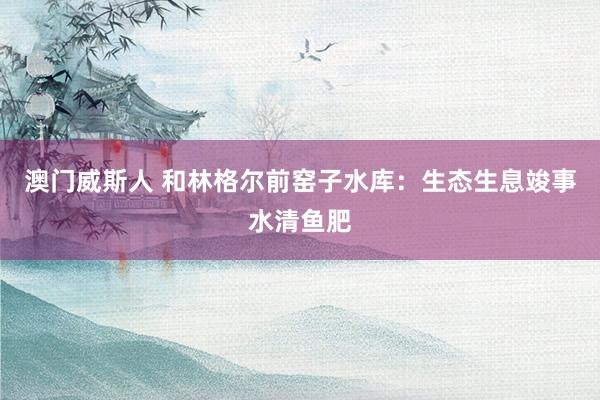 澳门威斯人 和林格尔前窑子水库：生态生息竣事水清鱼肥