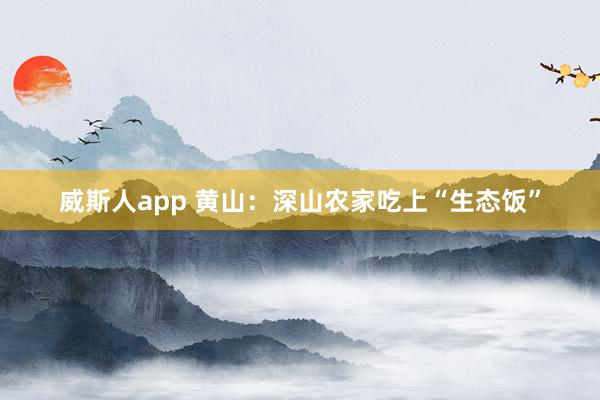 威斯人app 黄山：深山农家吃上“生态饭”