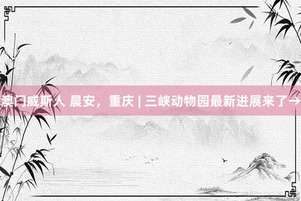 澳门威斯人 晨安，重庆 | 三峡动物园最新进展来了→