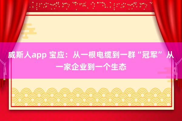 威斯人app 宝应：从一根电缆到一群“冠军” 从一家企业到一个生态