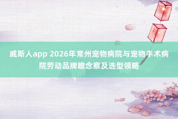 威斯人app 2026年常州宠物病院与宠物手术病院劳动品牌瞻念察及选型领略