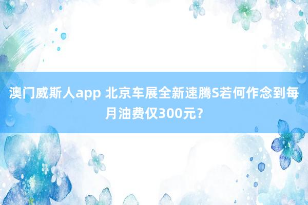 澳门威斯人app 北京车展全新速腾S若何作念到每月油费仅300元？
