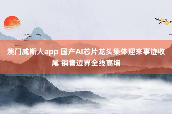 澳门威斯人app 国产AI芯片龙头集体迎来事迹收尾 销售边界全线高增