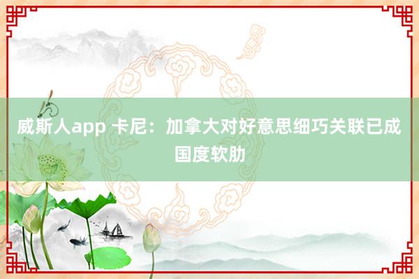 威斯人app 卡尼：加拿大对好意思细巧关联已成国度软肋