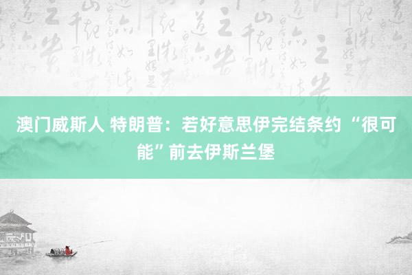 澳门威斯人 特朗普：若好意思伊完结条约 “很可能”前去伊斯兰堡