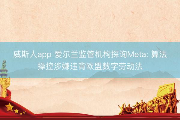 威斯人app 爱尔兰监管机构探询Meta: 算法操控涉嫌违背欧盟数字劳动法