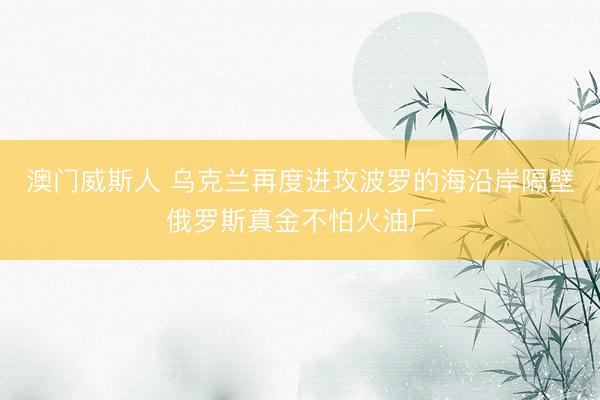澳门威斯人 乌克兰再度进攻波罗的海沿岸隔壁俄罗斯真金不怕火油厂